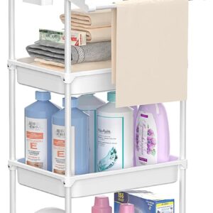 SPACEKEEPER 4-Tier Rolling Storage Cart with Towel Rack