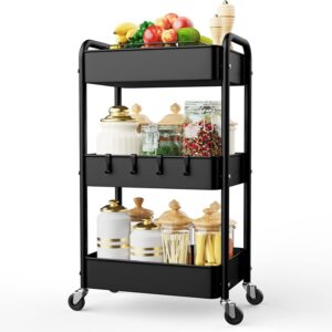 LEHOM Three-Tier Rolling Metal Utility Cart Guide