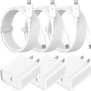 20W USB-C iPhone Charger Set with Lightning Cables, 3-Pack