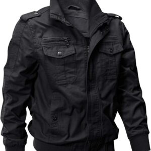EKLENTSON Men's Lightweight Cotton Jacket with Multiple Pockets