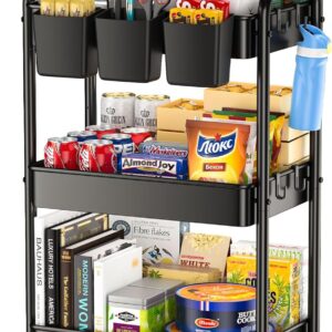 YASONIC Three-Tier Metal Rolling Utility Cart Guide