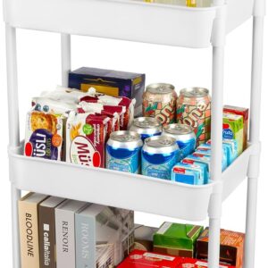 Vtopmart Three-Tier Rolling Storage Cart with Locking Wheels