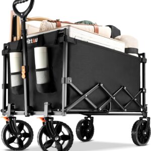Foldable Utility Wagon with Removable Wheels and 140L Capacity