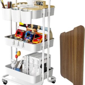 Three-Tier Rolling Utility Cart with Removable Top