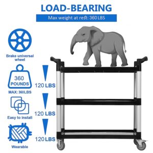 Heavy-Duty Three-Shelf Rolling Utility Service Cart