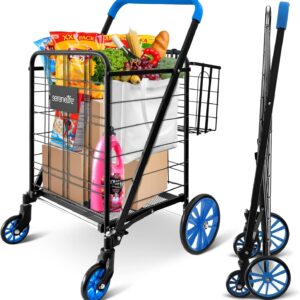 SereneLife Folding Shopping Cart with Swivel Front Wheels