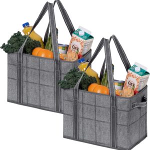 VENO XL Reusable Utility Tote Bags with Hard Bottom, 2-Pack